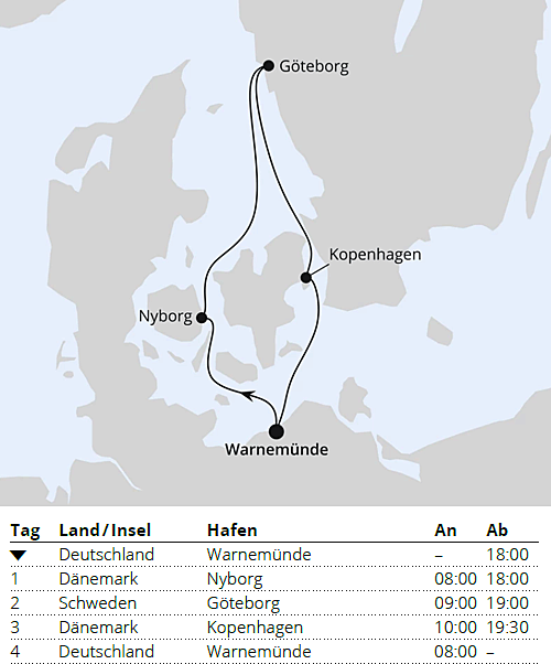 Kurzreise nach D&auml;nemark & Schweden, AIDAmar vom 22.10.2027 bis 26.10.2027 f&uuml;r 4 Tage