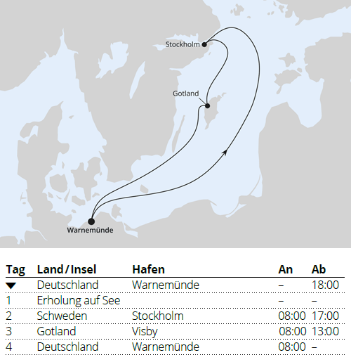 Kurzreise nach Schweden ab Warnem&uuml;nde 1, AIDAmar vom 10.05.2027 bis 14.05.2027