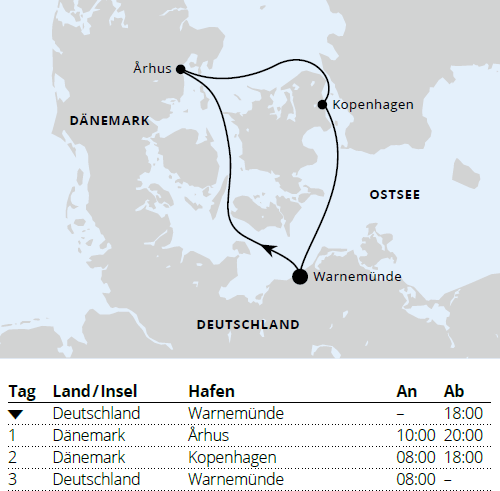 Minikreuzfahrt nach Dänemark ab Warnemünde, AIDAmar vom 14.10.2027 bis 17.10.2027
