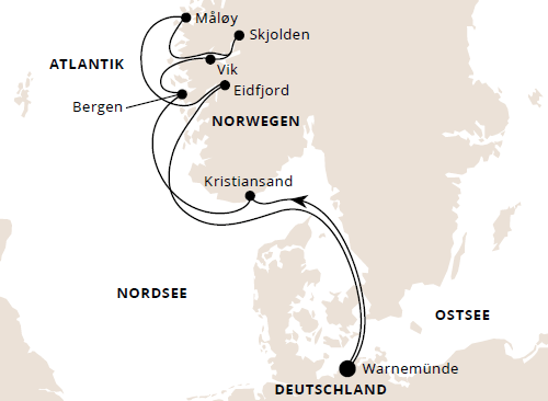 AIDAmar - Norwegens Fjorde ab Warnemünde 1, AIDAmar vom 31.07.2026 bis 09.08.2026
