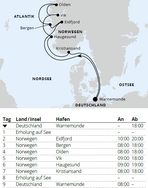 Norwegens Fjorde ab Warnemünde 2, AIDAmar vom 18.05.2027 bis 27.05.2027