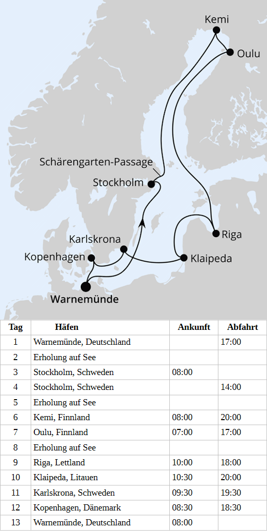 Sch&auml;reng&auml;rten der Ostsee ab Warnem&uuml;nde, AIDAmar vom 16.06.2028 bis 28.06.2028