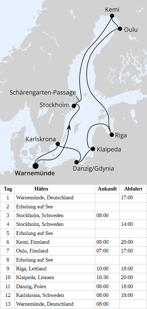 Sch&auml;reng&auml;rten der Ostsee ab Warnem&uuml;nde, AIDAmar vom 16.09.2028 bis 28.09.2028