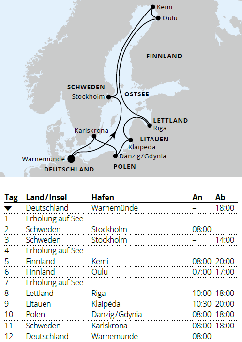 Sch&auml;reng&auml;rten der Ostsee ab Warnem&uuml;nde, AIDAmar vom 01.09.2027 bis 13.09.2027