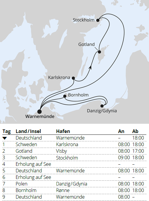 Schweden mit Danzig & Bornholm ab Warnem&uuml;nde, AIDAmar vom 01.05.2027 bis 10.05.2027