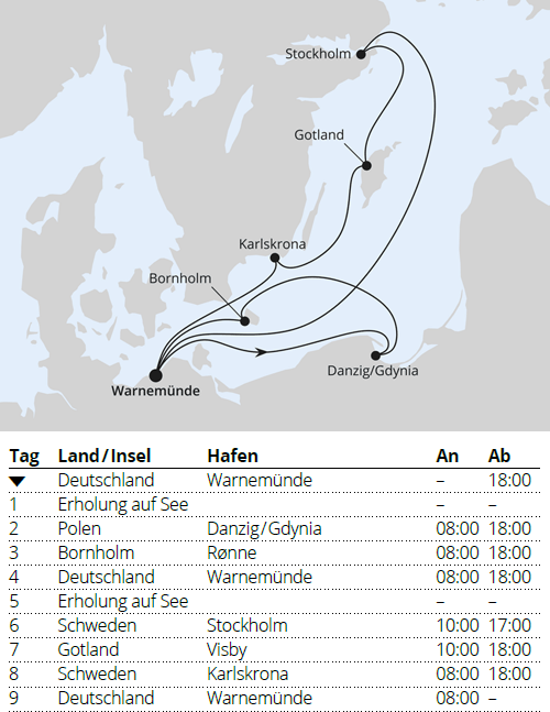 Schweden mit Danzig & Bornholm ab Warnem&uuml;nde, AIDAmar vom 06.06.2027 bis 15.06.2027
