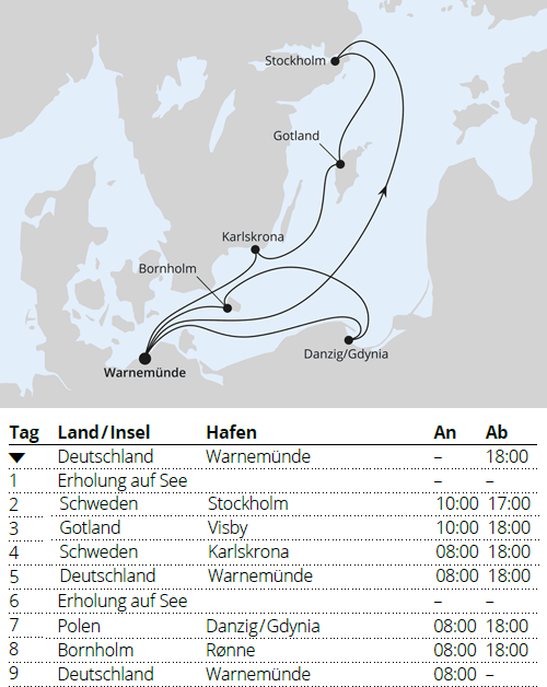 Schweden mit Danzig & Bornholm ab Warnem&uuml;nde, AIDAmar vom 21.07.2027 bis 30.07.2027