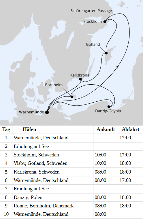 Schweden mit Danzig & Bornholm ab Warnem&uuml;nde, AIDAmar am 23.04.2028 & 22.10.2028