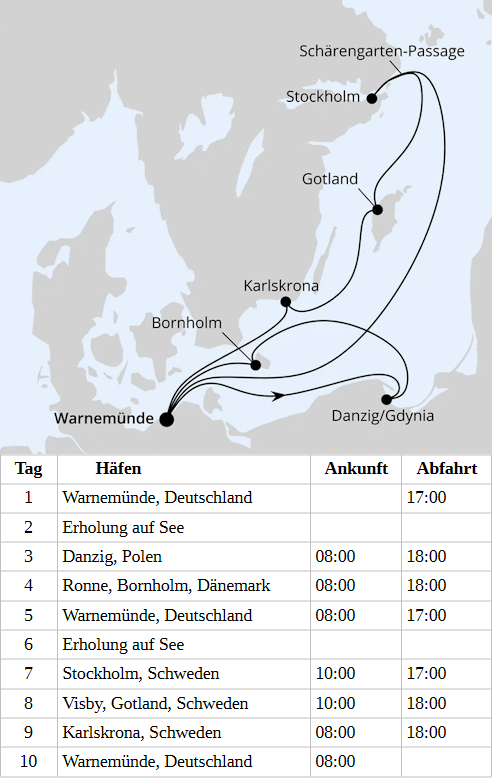 Schweden mit Danzig & Bornholm ab Warnem&uuml;nde, AIDAmar vom 28.06.2028 bis 07.07.2028