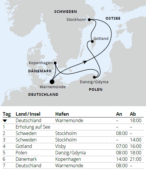 Schweden, Polen & Dänemark ab Warnemünde, AIDAmar vom 24.04.2027 bis 01.05.2027