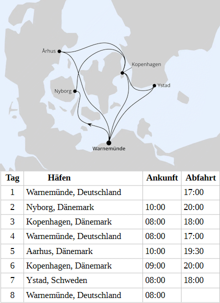 Schweden & D&auml;nemark ab Warnem&uuml;nde 1, AIDAmar vom 21.05.2028 bis 28.05.2028
