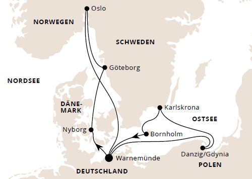 AIDAmar - Schweden & Dänemark mit Polen ab Warnemünde, AIDAmar vom 03.07.2026 bis 12.07.2026