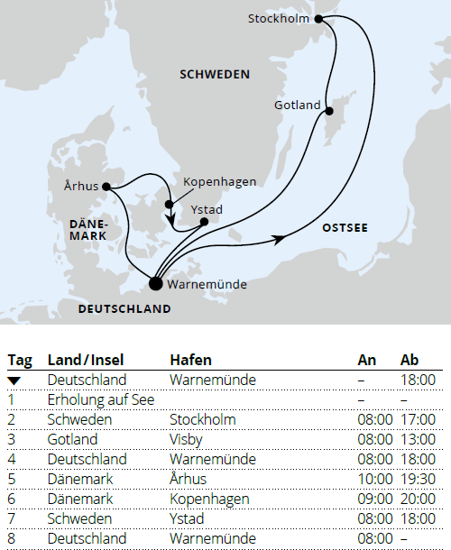 Schweden & D&auml;nemark mit Stockholm ab Warnem&uuml;nde 1, AIDAmar vom 10.05.2027 bis 18.05.2027