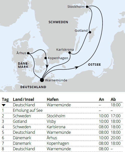 Schweden & D&auml;nemark mit Stockholm ab Warnem&uuml;nde 2, AIDAmar vom 09.10.2027 bis 17.10.2027