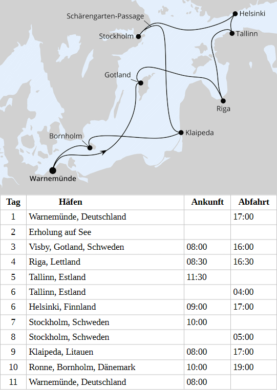 St&auml;dte der Ostsee ab Warnem&uuml;nde 1, AIDAmar vom 06.09.2028 bis 16.09.2028