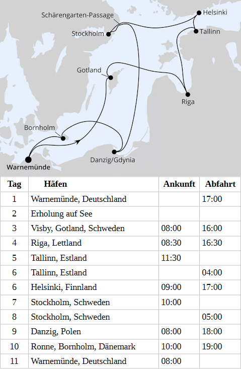 St&auml;dte der Ostsee ab Warnem&uuml;nde 1, AIDAmar vom 11.05.2028 bis 21.05.2028