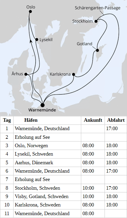 St&auml;dte der Ostsee ab Warnem&uuml;nde 2, AIDAmar am 18.04.2028, 06.06.2028 & 22.07.2028