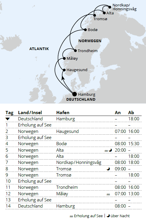 AIDAmar vom 18.03.2028 bis 01.04.2028, AIDAmar Winter im hohen Norden ab Hamburg