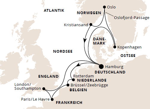  AIDA - AIDAnova Metropolen & Skandinavien ab Hamburg - 2025/2026 Winter 