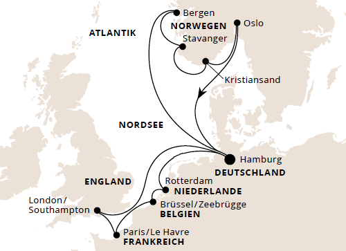 Metropolen & S&uuml;dnorwegen ab Hamburg, AIDAnova vom 14.02.2026 bis 28.02.2026