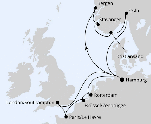 Metropolen & S&uuml;dnorwegen ab Hamburg, AIDAnova vom 21.02.2026 bis 07.03.2026