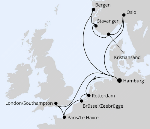 Metropolen & S&uuml;dnorwegen ab Hamburg, AIDAnova vom 28.02.2026 bis 14.03.2026