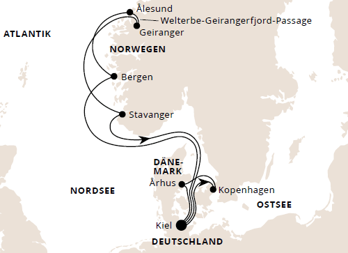 Norwegen & Dänemark ab Kiel 1, AIDAnova vom 30.09.2026 bis 10.10.2026, AIDA