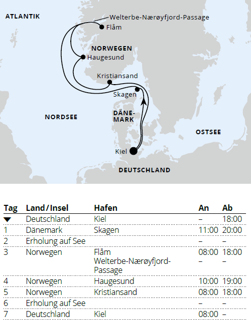 Norwegens Welterbe ab Kiel 2, AIDAnova vom 11.09.2027 bis 18.09.2027 f&uuml;r 7 Tage