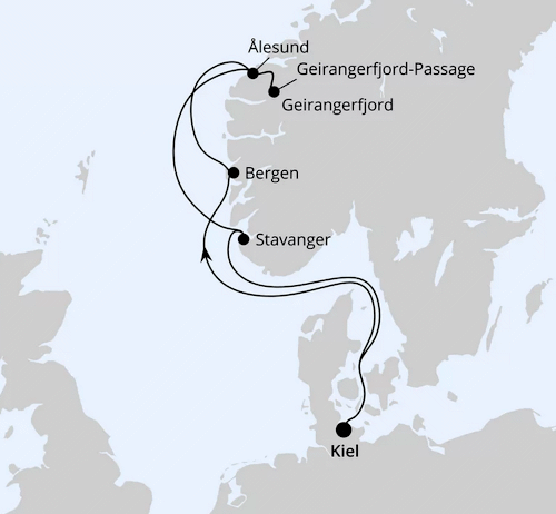 Norwegens Welterbe ab Kiel, AIDAnova vom 03.10.2026 bis 10.10.2026