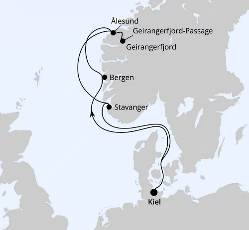 Norwegens Welterbe ab Kiel, AIDAnova vom 17.10.2026 bis 24.10.2026
