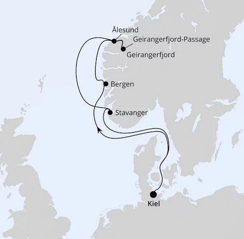Norwegens Welterbe ab Kiel, AIDAnova vom 18.04.2026 bis 25.04.2026