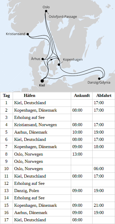 AIDAperla - Gro&szlig;e Feiertagsreise nach Skandinavien ab Kiel vom 23.12.2027 bis 08.01.2028