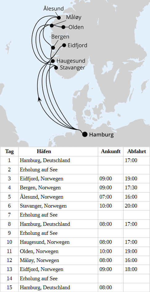 AIDAperla - Gro&szlig;e Norwegen-Reise ab Hamburg 1 vom 23.09.2028 bis 07.10.2028