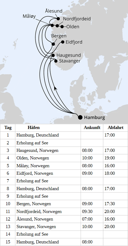 AIDAperla - Gro&szlig;e Norwegen-Reise ab Hamburg 1 vom 30.09.2028 bis 14.10.2028