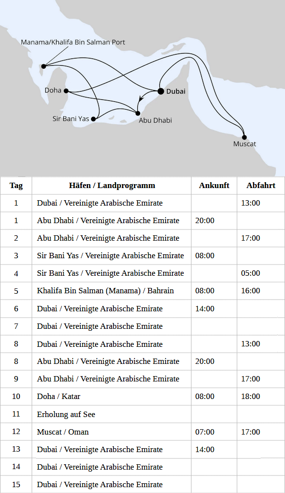 AIDAperla - Gro&szlig;e Orient-Reise ab Dubai