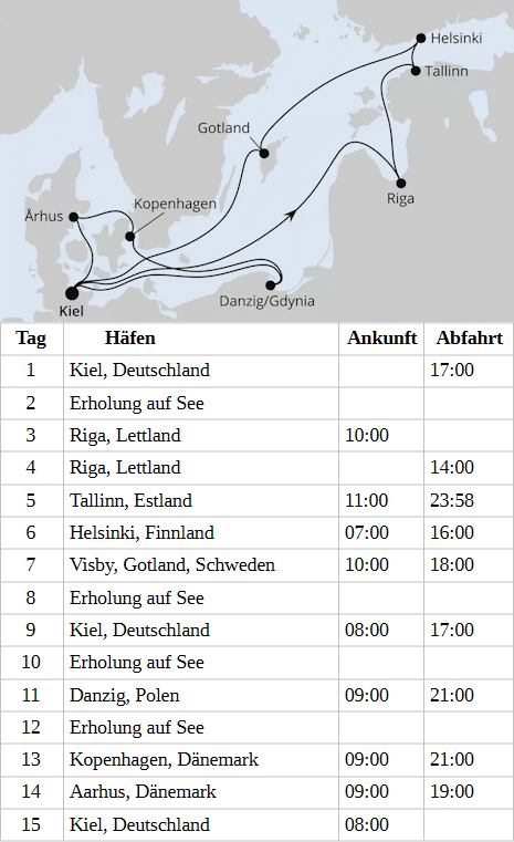 AIDAperla - Gro&szlig;e Ostsee-Reise mit Lichterfest in Riga ab Kiel vom 13.11.2027 bis 27.11.2027