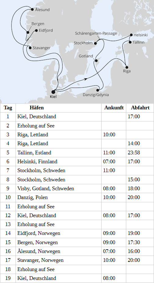 AIDAperla - Gro&szlig;e Ostsee- & Norwegen-Reise ab Kiel vom 21.03.2028 bis 08.04.2028