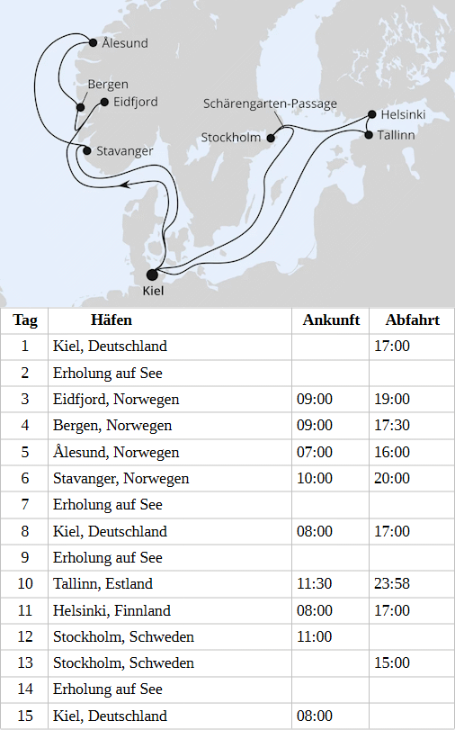 AIDAperla - Gro&szlig;e Skandinavien-Reise ab Kiel 2 vom 21.03.2028 bis 08.04.2028
