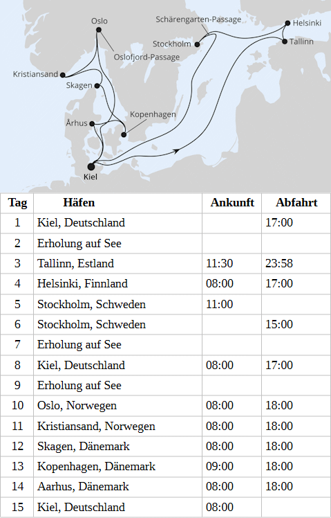 AIDAperla - Highlights der Ostseek&uuml;ste ab Kiel 1 vom 08.04.2028 bis 22.04.2028