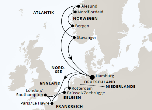 AIDAperla - Metropolen & Norwegen ab Hamburg 2025 - AIDA