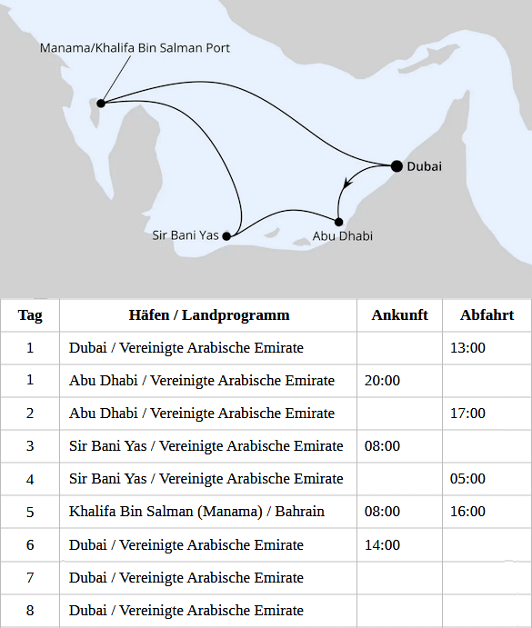 AIDAperla Abfahrten vom 17.12.2027 bis 07.04.2028, AIDAperla - Orient ab Dubai 2