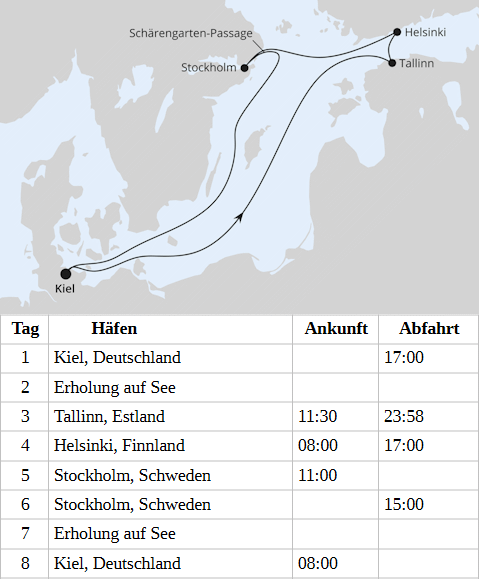 AIDAperla - Ostsee ab Kiel 1 vom 08.04.2028 bis 15.04.2028