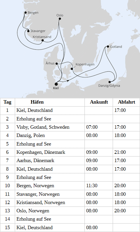 AIDAperla - Ostsee & Norwegen ab Kiel 1 vom 12.02.2028 bis 26.02.2028