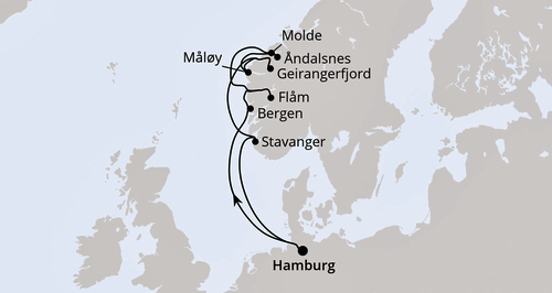 AIDAprima vom 22.05.2025 bis 01.06.2025, AIDA Norwegens Fjorde mit Geiranger ab Hamburg