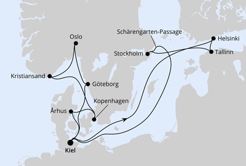 AIDA Feiertagsreise in der Ostsee mit Norwegen ab Kiel, AIDAprima vom 20.12.2025 bis 04.01.2026