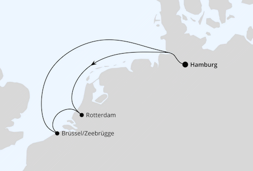 Kurzreise nach Niederlande & Belgien ab Hamburg, AIDAprima vom 26.09.2027 bis 01.10.2027