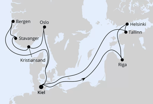 AIDA Norwegen & Ostsee mit Lichterfest in Riga ab Kiel, AIDAprima vom 15.11.2025 bis 29.11.2025