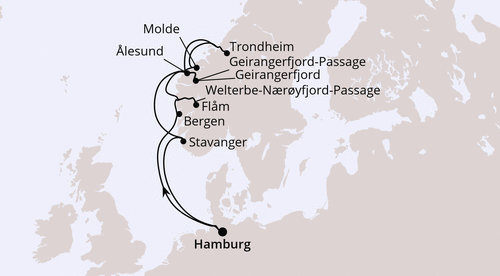 AIDA Norwegens Fjord-Weltnaturerbe ab Hamburg 1, AIDAprima vom 04.09.2026 bis 14.09.2026