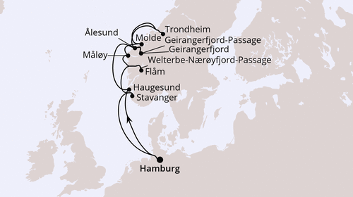 AIDA Norwegens Fjord-Weltnaturerbe ab Hamburg 2, AIDAprima vom 13.08.2026 bis 24.08.2026