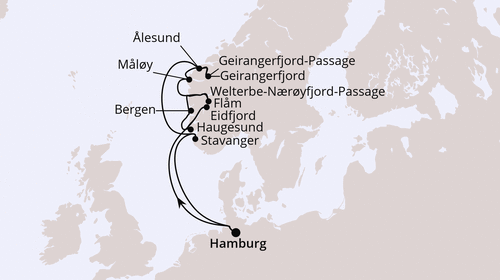 AIDA Norwegens Fjord-Weltnaturerbe ab Hamburg 2, AIDAprima vom 21.06.2026 bis 02.07.2026